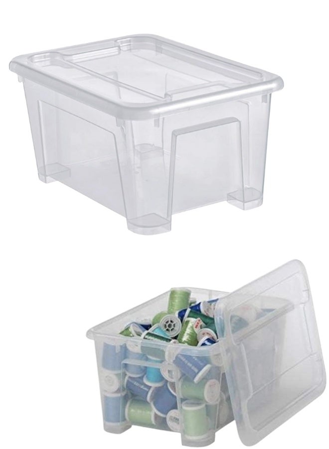 أيكيا صندوق تخزين بلاستيكي شفاف - صندوق عملي للملابس والأحذية والألعاب والكتب - تصميم قابل للتكديس، 28×19×14 سم - Image 1